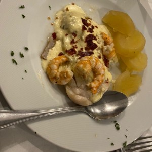 mero con queso manchego