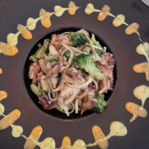 Linguines con pulpo y brocoli