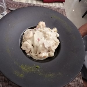 pasta strega con camarones
