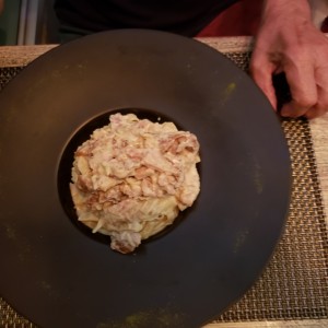 Tallarines Strega con pollo