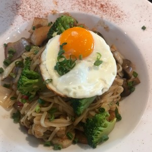 pasta de arroz con mariscos