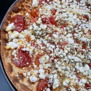 pizza feta y miel con extra de peperoni