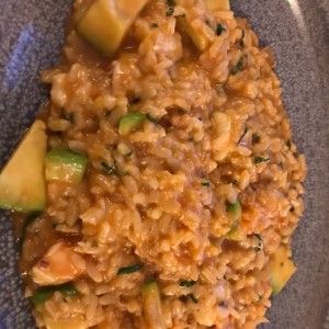 Risotto de langostinos y aguacate