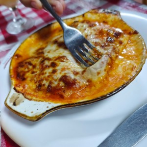 Lasagna de pollo gratinada con salsa