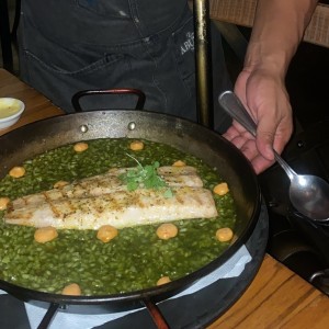 Arroz verde con Cobia