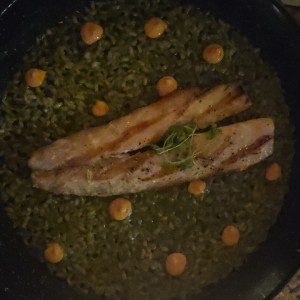 Arroz verde y cobia