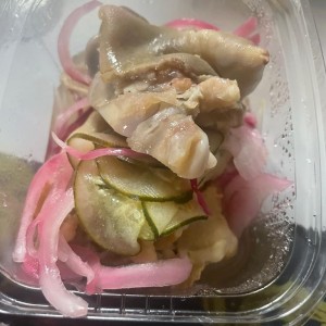 PICKLED PIG FEET (SAUS): 2 pieces (Pickled pig feet with onion, cucumber and fresh lime juice)