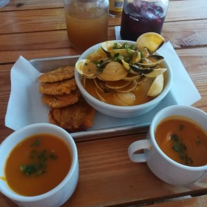 crema de zapallo y almejas 
