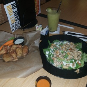 chicken Cesar Salad? + wing snack?