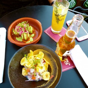 Croquetas de pierna de Cordero & Ceviche en leche de Tigre