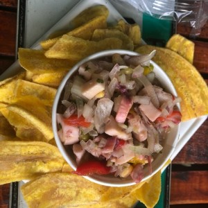 ceviche Maisa con salsa chimichurry