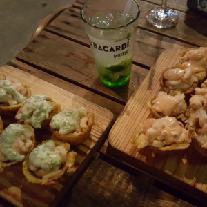 Ceviches de Camaron en Salsa de Chimichurri y Chipotle.