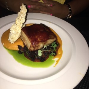 pork belly con arroz inflado