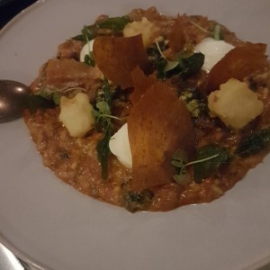Risotto de tomate y queso de cabra