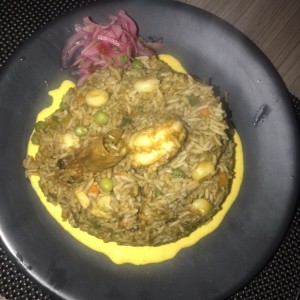 arroz verde con marisco 