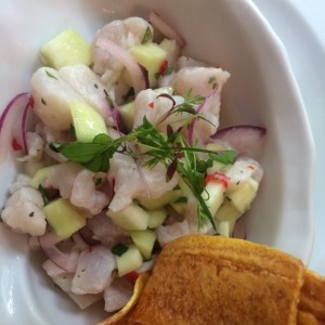 Ceviche de corvina y mango