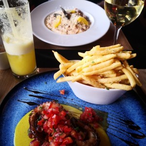 Risotto de mariscos y Pulpo al Grill