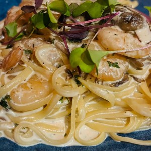 Pasta con camarones