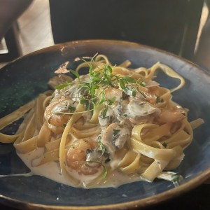 Fetuccini con camarones 