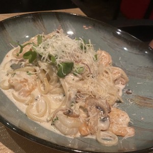 Pasta con camarones