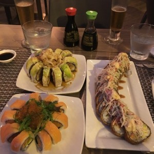 dragon roll , alaska roll , fuji roll