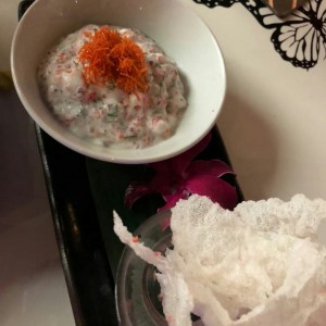 CEVICHE DE MERO Y LECHE DE COCO