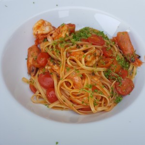 spaghetti con langostinos
