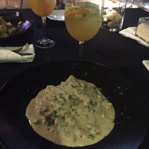 raviolis de porcini y chorizo