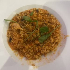 Risotto Funghi y Salmon Ahumado