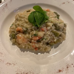risotto de esparragos y camarones
