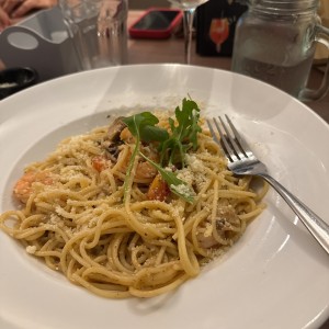 Spaghetti gluten free con camarones
