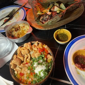 Guacho + queso fundido + pulpo