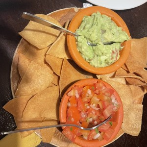 Totopos guacamole y pico de gallo