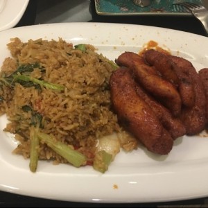 sweet & spicy boneless con arroz japones.