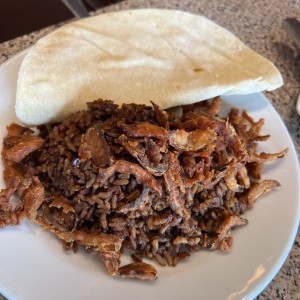 Arroz  frijol y carne