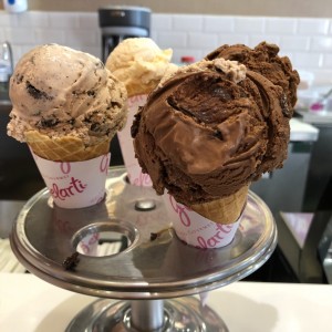 heldos de chocolatebelga, oreo y vainilla.