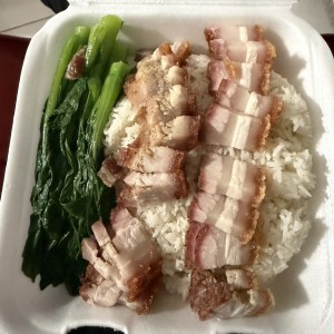Puerco, arroz y hja de mostaza 