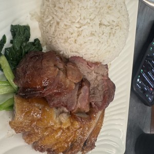 Arroz con pato asado + puerco liso asado