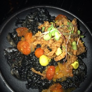 risotto di fruti di mare en salsa de calamar