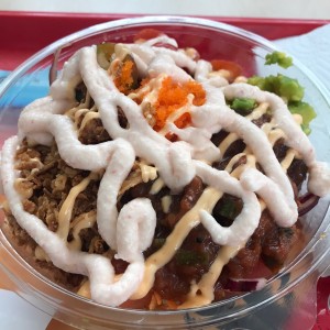 regular 2 scoops y extra de spicy tuna