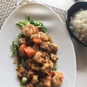 langostinos al curry seco muy picantes
