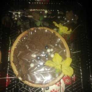 Tartaleta de chocolate para llevar, por eso sale sin el helado
