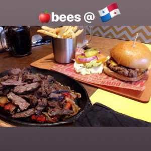 fajitas y hamburguesa