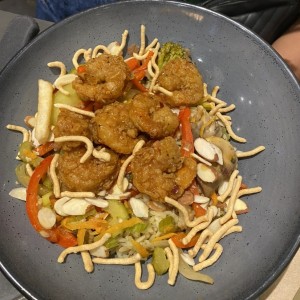 Crispy orange shrimp bowl