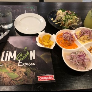 Ceviche frito y trio de ceviche