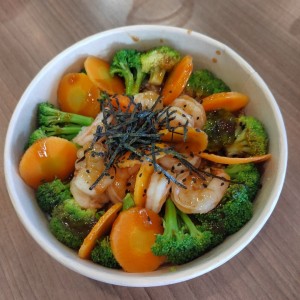 Camarones con Brocoli y arroz de Jazmin
