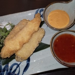 Pincho de queso, carne y langostino