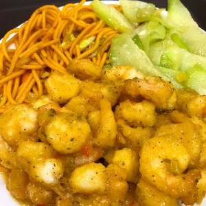 Camarones con vegetales