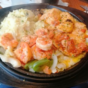 Sizziling chicken and shrimp