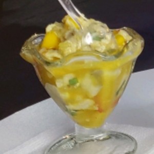 ceviche con mango y maracuya
